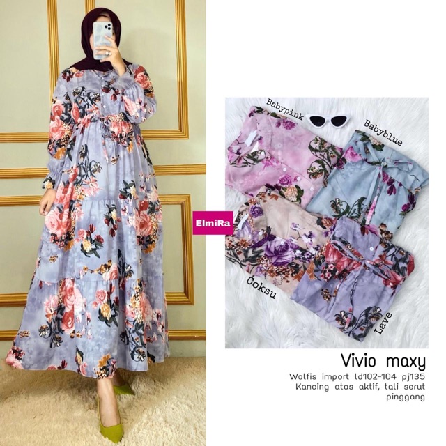 VIVIO BY ELMIRA / MAXY DRESS / DRESS MUSLIM / FLORAL DRESS / GAMIS