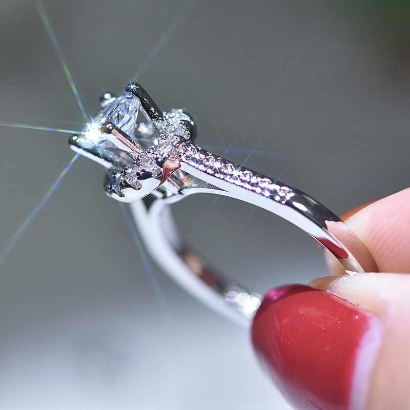 Cincin Zircon Aaa Warna Silver Untuk Wanita