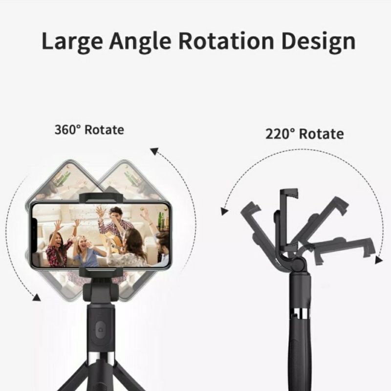 tongsis tripod bluetooth 3in1 tombol remote holder u rotary multifungsi alat selfie tongkat handphone youtuber podcast