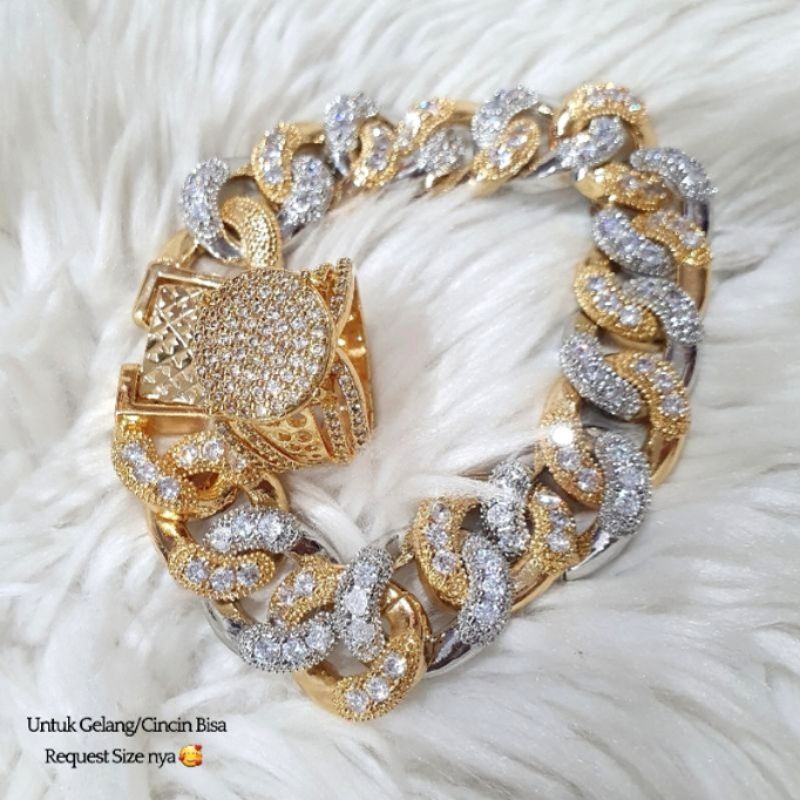 Gelang cincin Premium Lapis emas gelang zircon Anti Karat Anti Alergi Bracelet Premium Quality Rd0006
