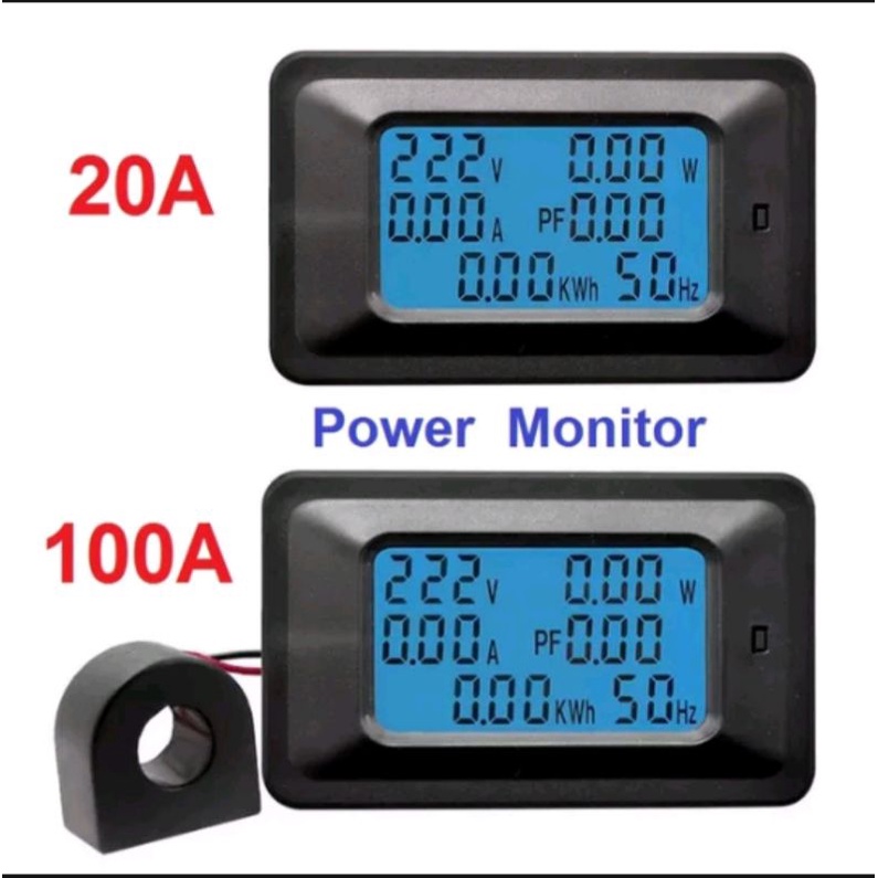 AC WATTMETER 220v 220volt 20A 100A watt meter voltmeter ammeter  kwh tegangan arus daya digital