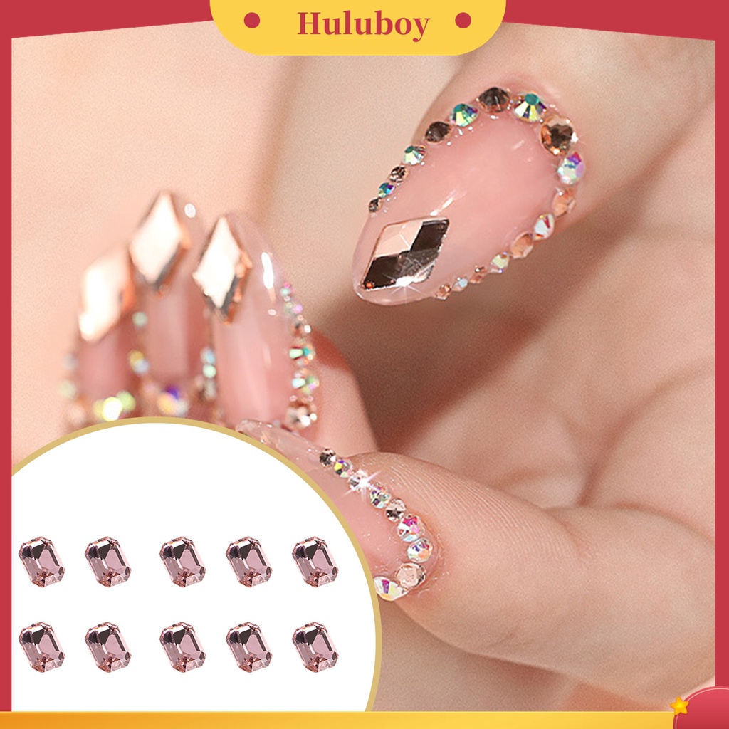 Huluboy Huluboy♡ 10pcs Kristal Imitasi Warna Pink Untuk Dekorasi Nail Art