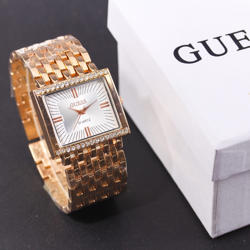 Jam Tangan Wanita Fashion 1503 Tali Rantai Tanggal Aktif Free Box Exclusive &amp; Baterai