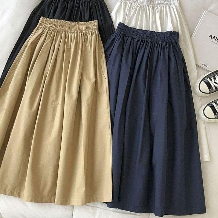 Ready--JACKLYN SKIRT Rok Bawahan Kekinian Bahan Linen Rok Wanita Terbaru Bawahan Muslimah Model Terb