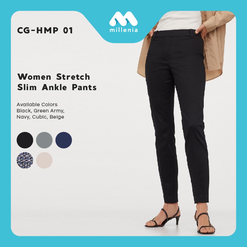 Celana Bahan Wanita Women Stretch Slim Ankle Pants CG Celana Bahan Wanita Women Stretch Slim Ankle Pants CG