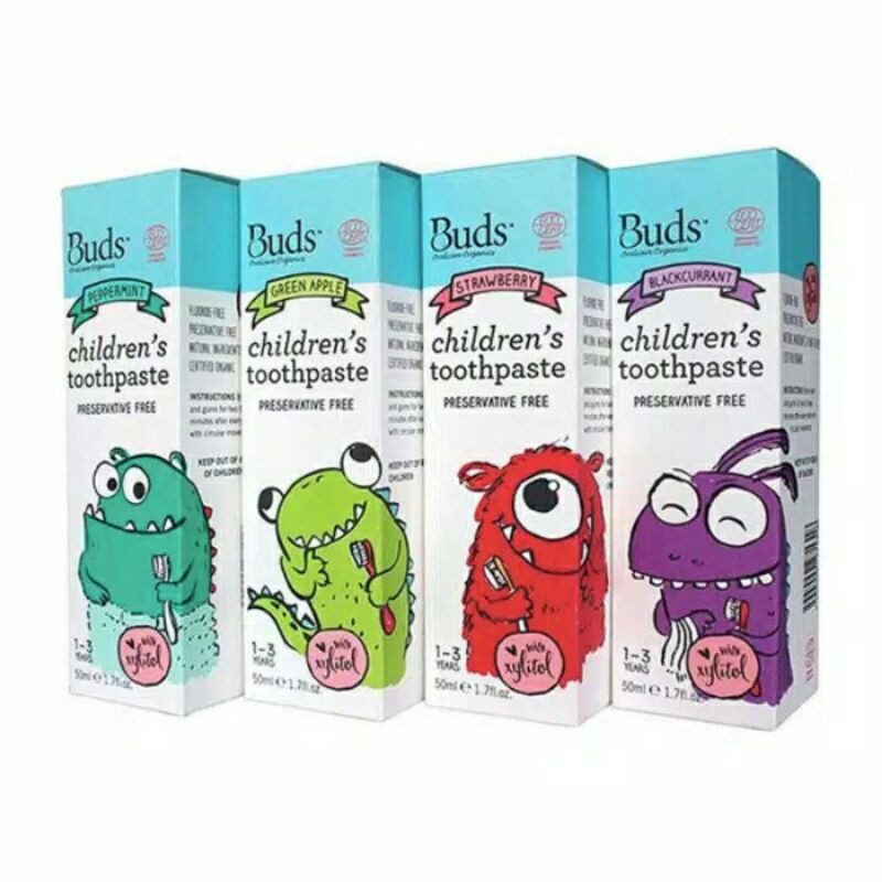 Buds Organics Oral Gel - Fluoride - Xylitol Toothpaste Semua Rasa Varian Usia 0-1 &amp; 1-3y &amp; 3-12y