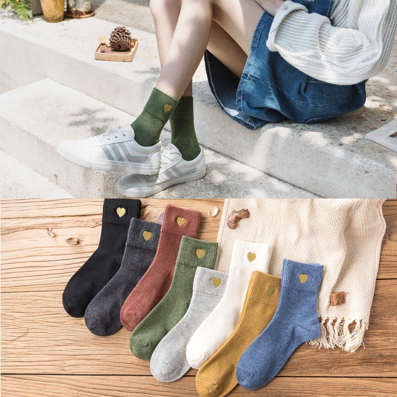  Kaos  Kaki Gaya Harajuku Jepang  Motif  Hati Bahan Katun 