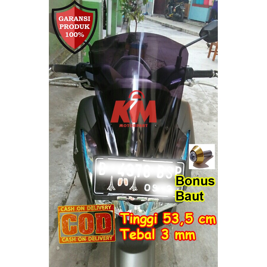 Visor Windshield NMax N Max Old 2015 2016 2017 2018 2019 Panjang 53,5 cm Tebal 3 mm Bahan Kaca Mika