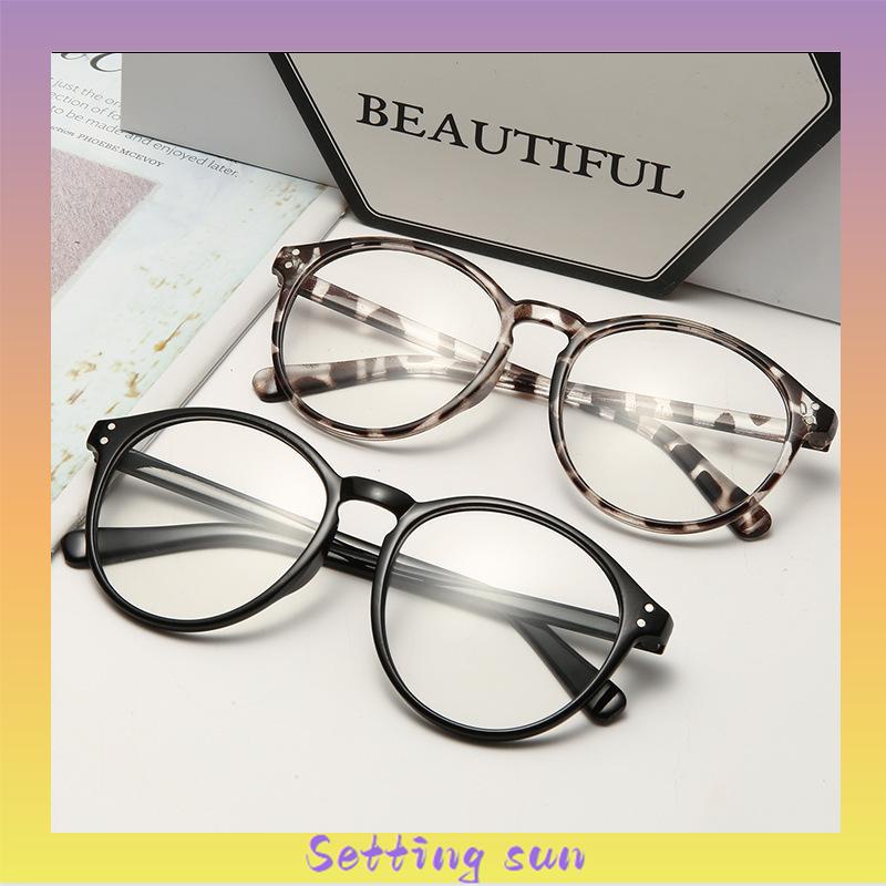 Kacamata Fashion Korea Bingkai Bulat Kacamata Anti Cahaya Biru untuk Wanita Pria Kacamata Tren TN