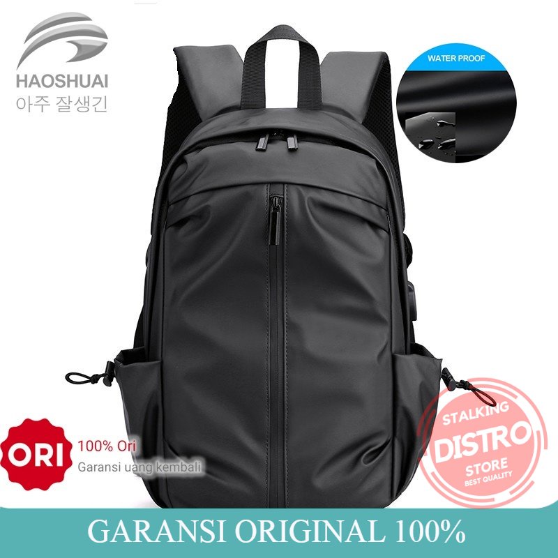 Tas Ransel Pria HAOSHUAI 3397 Tas Backpack Korea Pria Waterproof Tas Laptop Pria