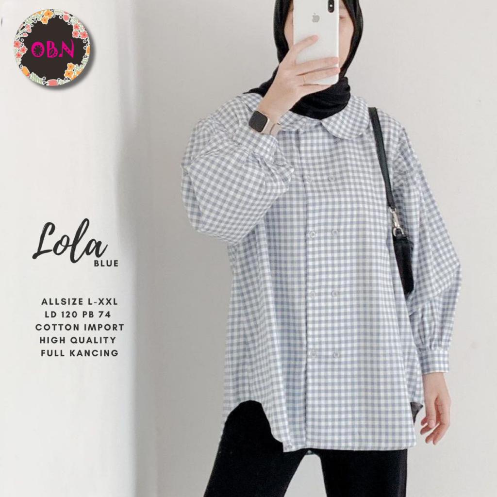 lola blouse bluse blus shirt atasan kemeja baju pakaian polos jumbo ld 20 xxxl xxxxl bigsize oversiz