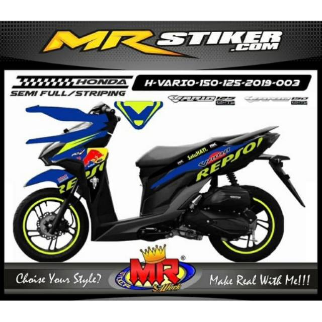 Decal Premium New Vario 125 150 2018 2019 biru Stiker Sticker desain teristimewa 03 spec A