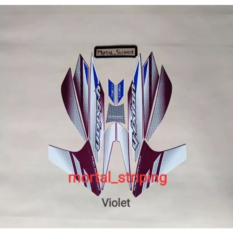 STIKER STRIPING LES LIS BODY MOTOR VIXION NVL TAHUN 2014 UNGU PUTIH STANDAR