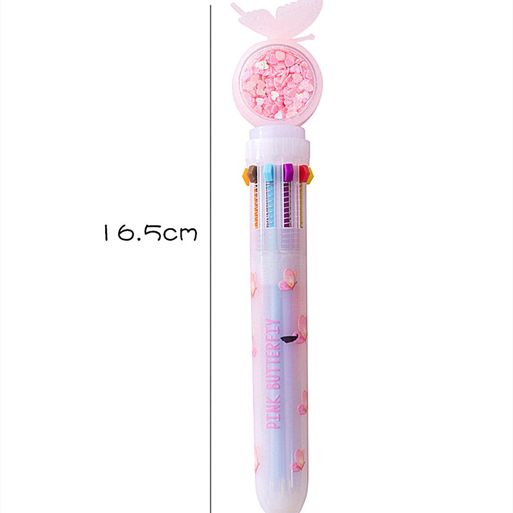 Wonderful 10 Warna / Set Bolpen Butterfly Rollerball Multiwarna Untuk Stationery Sekolah / Kantor