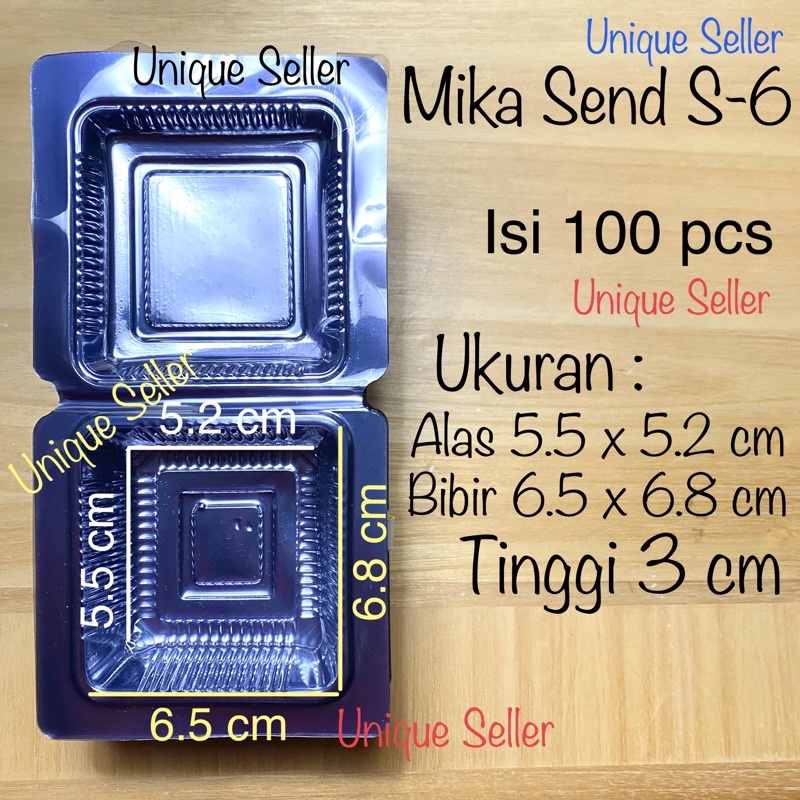 Mika 6A 6L 6X 6GS S6 isi 100 pcs/ Tray Mika 6 cm / Mika AG B-6A / Mika Sukai 6A isi 100 / Mika Send 6 / Mika Mega 6X isi 100 / Mika MkP 6L 6 L / Mika AG B 6A / Mika AG B6A / Mika AG B 6 A / Mika Kue Kotak 6 A / Mika Kue Kotak Kecil Sukai 6AA