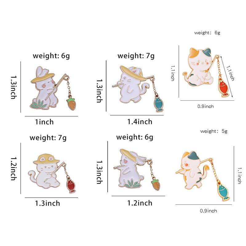 Bros Pin Enamel Bentuk Kucing / Kelinci / Wortel / Ikan Kartun Lucu Untuk Aksesoris Pakaian Anak DIY