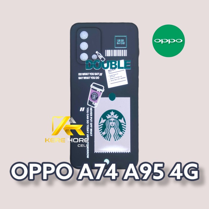 CASE OPPO A74 A95 4G SQUARE EDGE SOFTCASE STARBUCKS OPPO A74 A95 4G