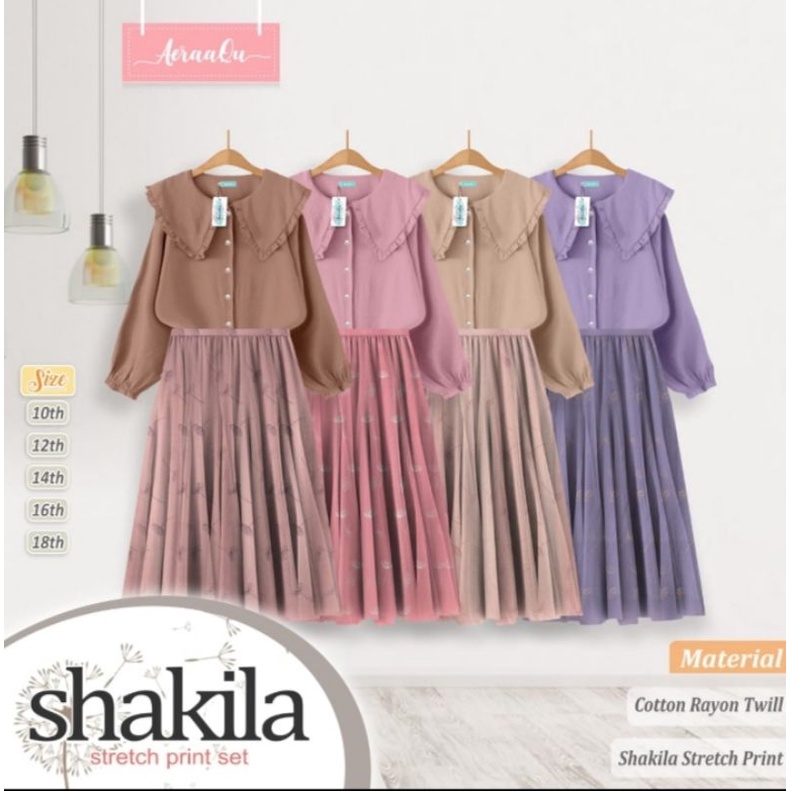 setelan rok anak shakila streach print set by Aeraaqu