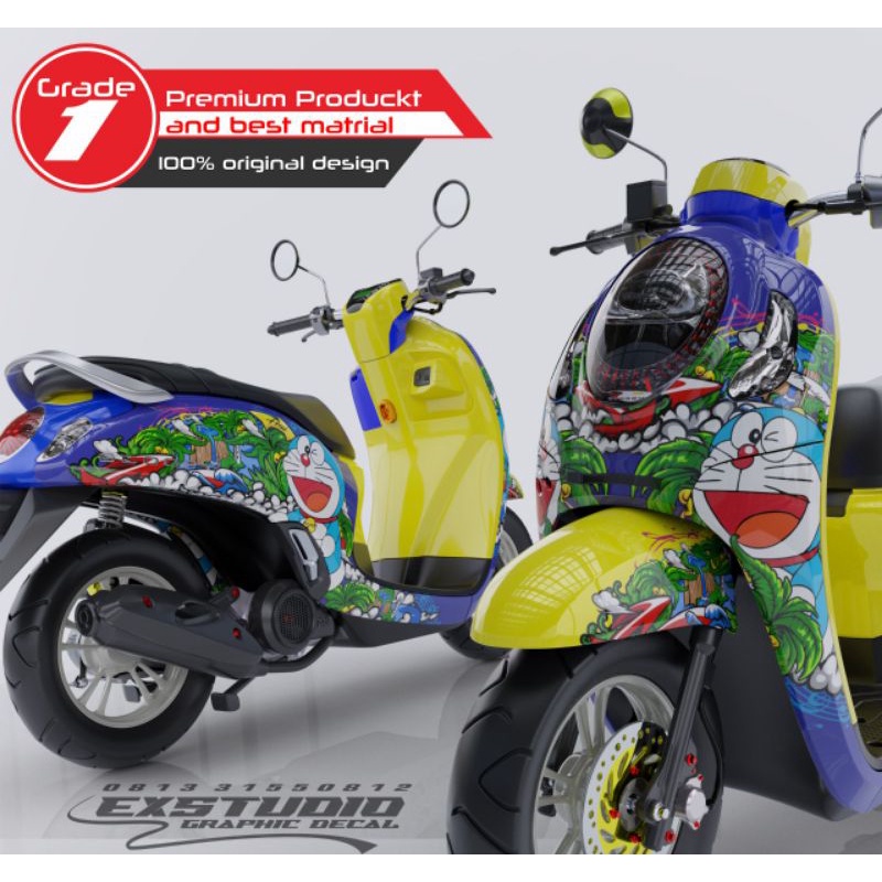 Decal scoopy 2021 biru/ doraemon/ custom