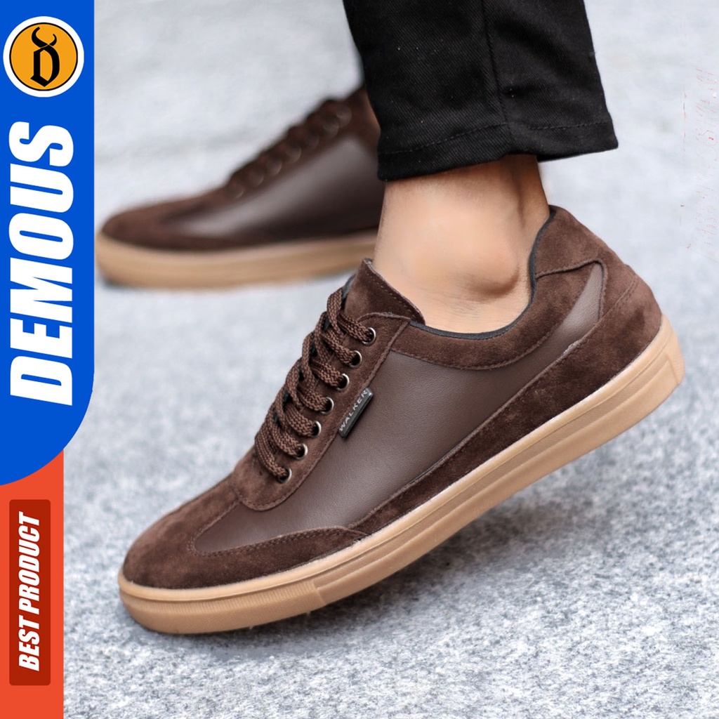 Sepatu Sneakers Pria Sepatu Casual Pria Kulit Pu Sepatu Kerja Kuliah Kondangan Sepatu Hitam Pria DEMOUS RAMIREZ