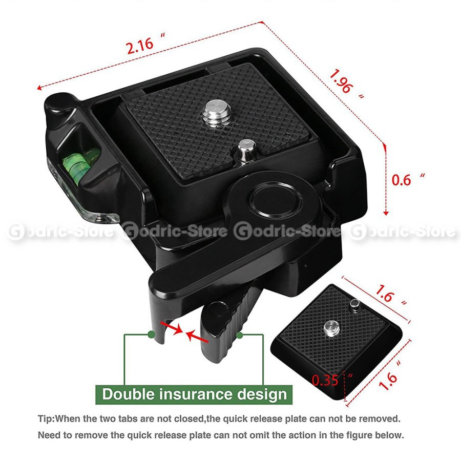 QR-40 Tripod Head Pan Tilt Holder Quick Release Plate Mount DSLR QR 40