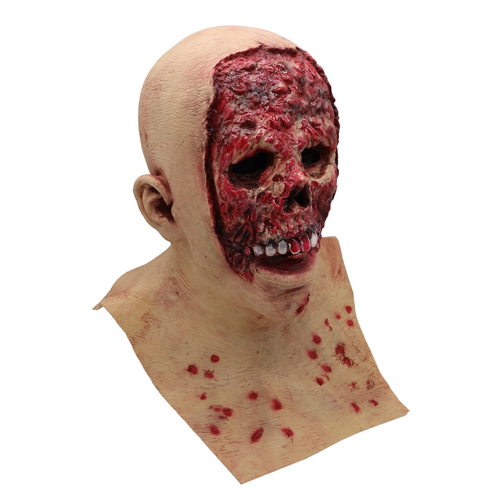 TOL-80 topeng latex full head wajah terkelupas zombie halloween mask prank pesta kostum