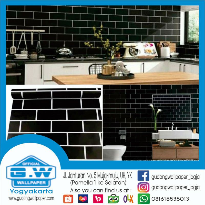 Jual Wallpaper Dinding Bata Hitam Wallpaper Sticker Dinding 45cm X 10m Shopee Indonesia 8214