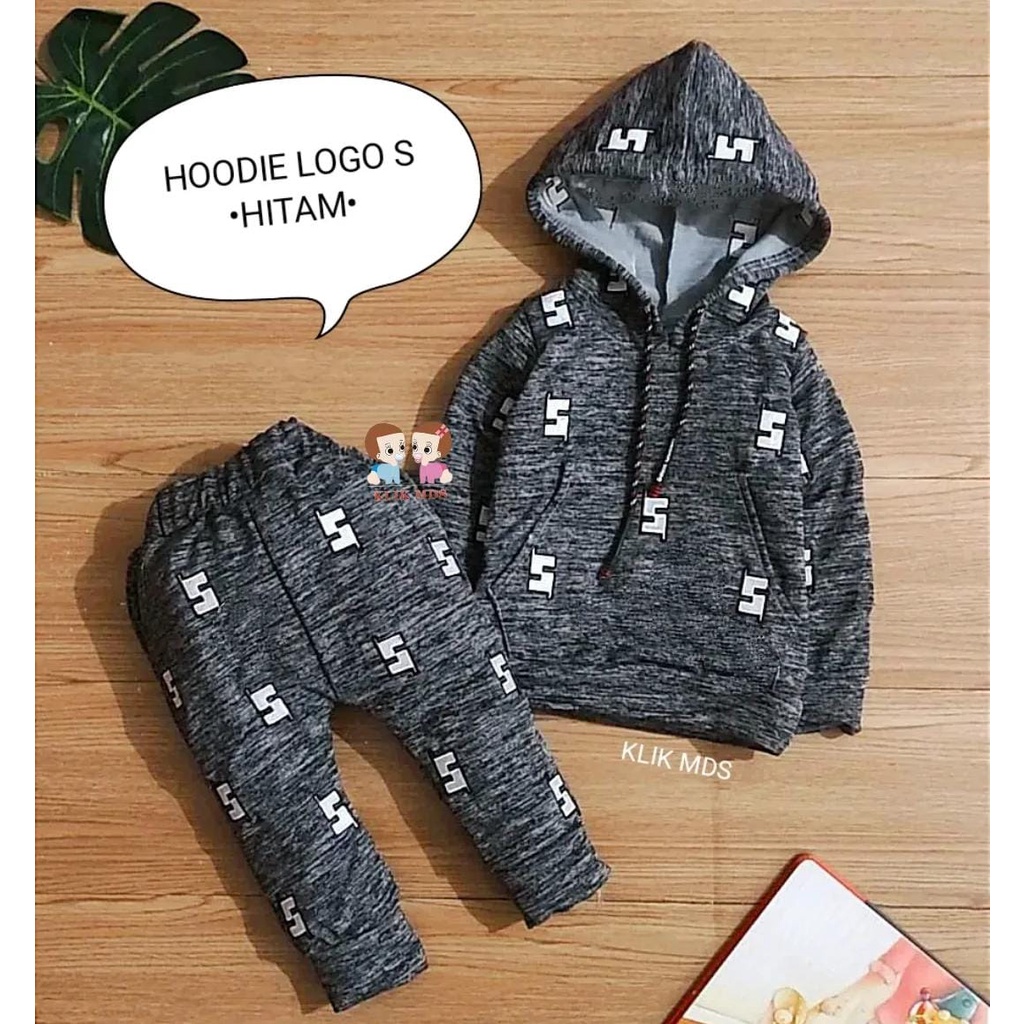 Setelan Anak Bayi Laki-Laki Motif Hoodie SQ Dan Celana Usia 0-2 Tahun