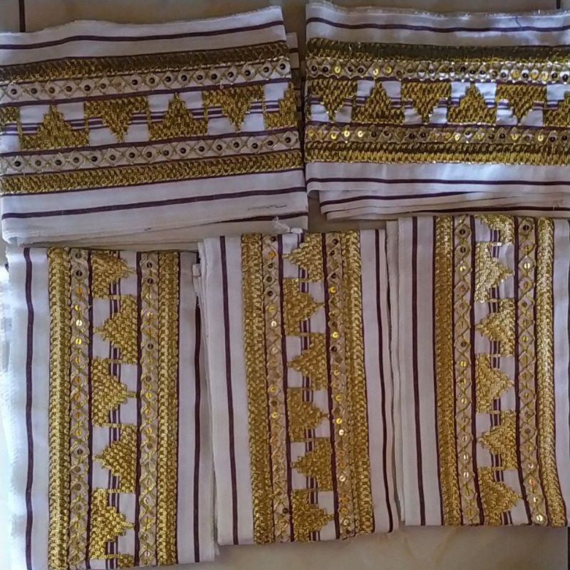 Bisban / Selendang Tapis Lampung Motif Abung Murah-Tajuk Payet Putih