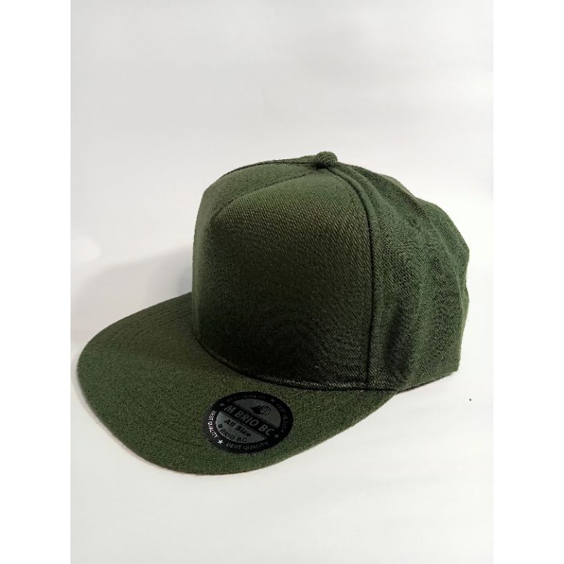 Topi model hiphop hijau army polos