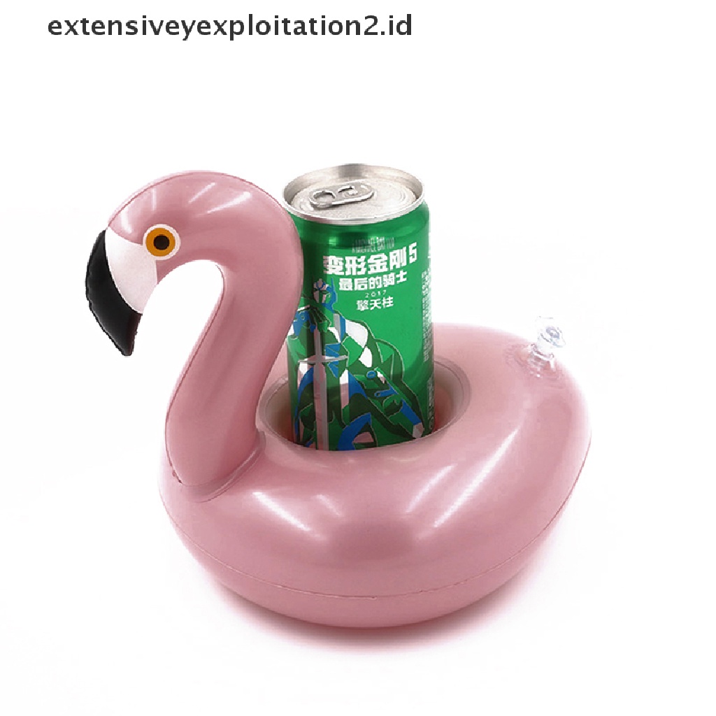 (Hotter) Tempat Kaleng Minuman Tiup Flamingo Mini Kolam Renang Floating Cup Holder