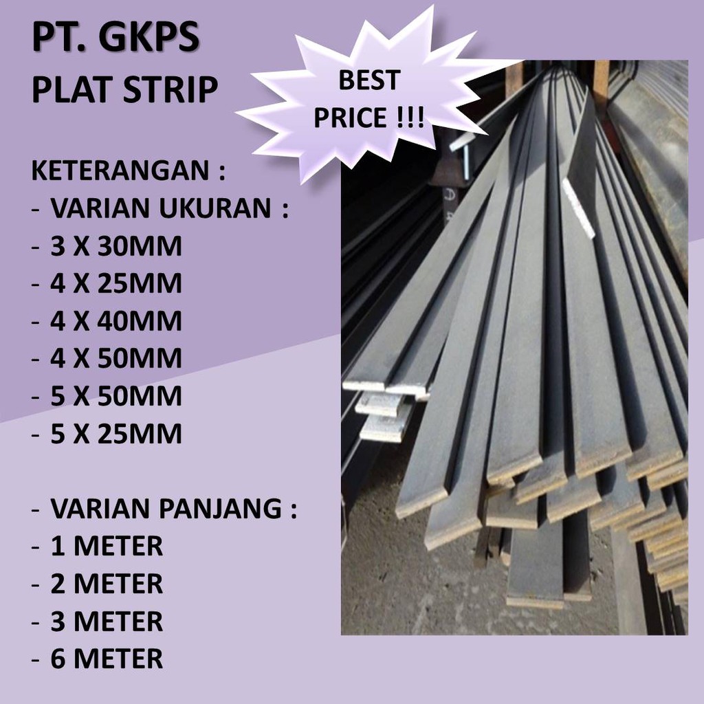 Besi Plat Strip X X Meter Shopee Indonesia