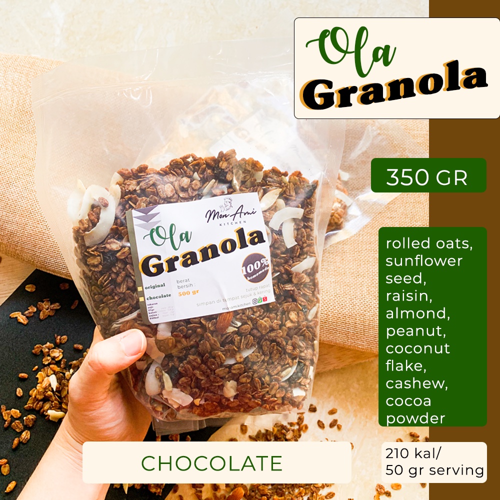 

OLA GRANOLA 350 GR - CHOCOLATE - MON AMI KITCHEN - RENDAH GULA