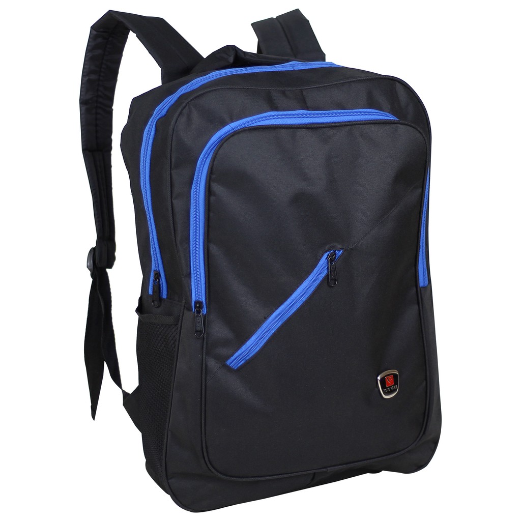 PROMO CUCI GUDANG Ransel Gendong Pria Polo Hitam List Biru Tas Cowok SMP SMA Tebal Keren Berkualitas