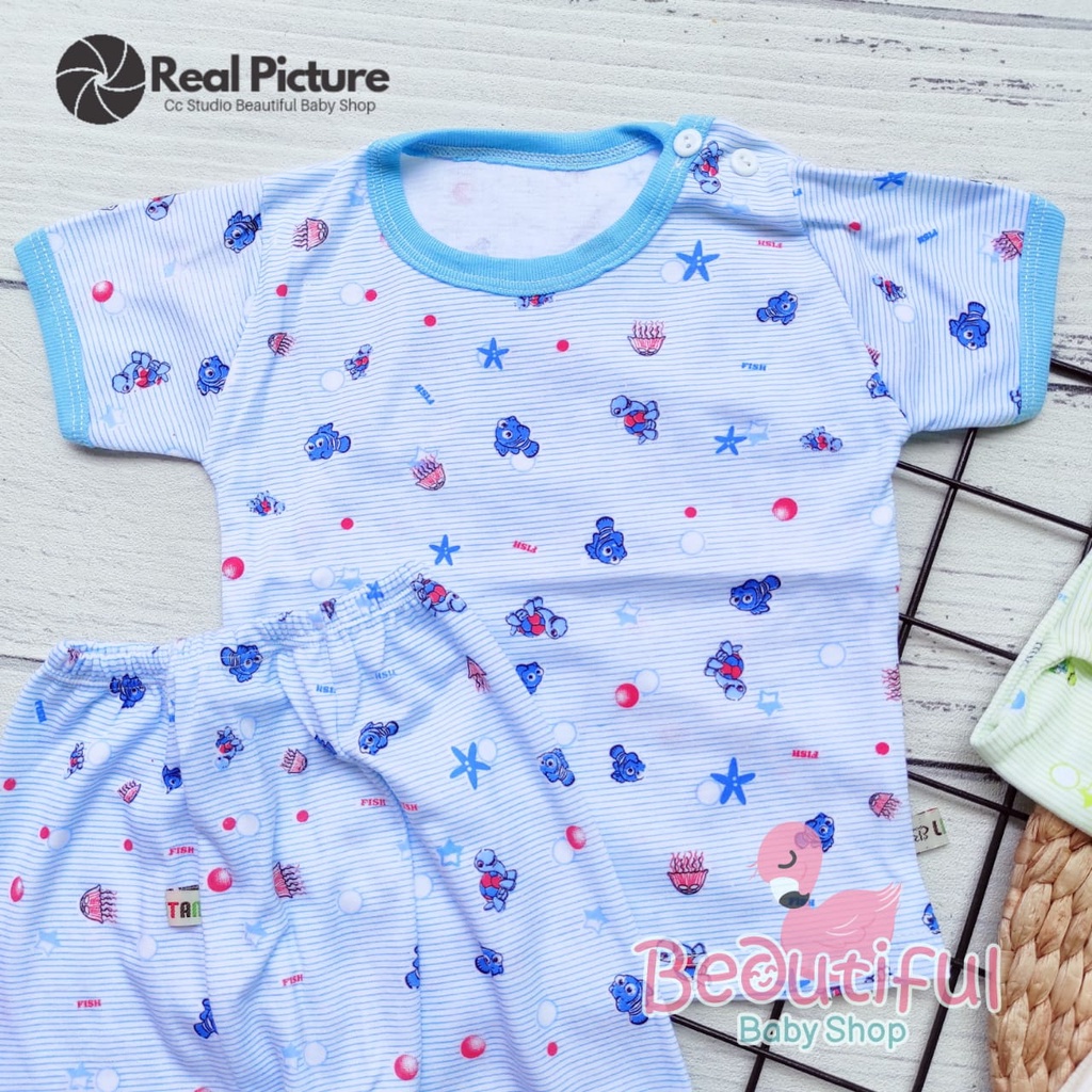 Setelan Baju Bayi Lengan Pendek Celana Panjang Motif Nemo / Set Piyama Bayi / Kaos Oblong Bayi / Baby.ou