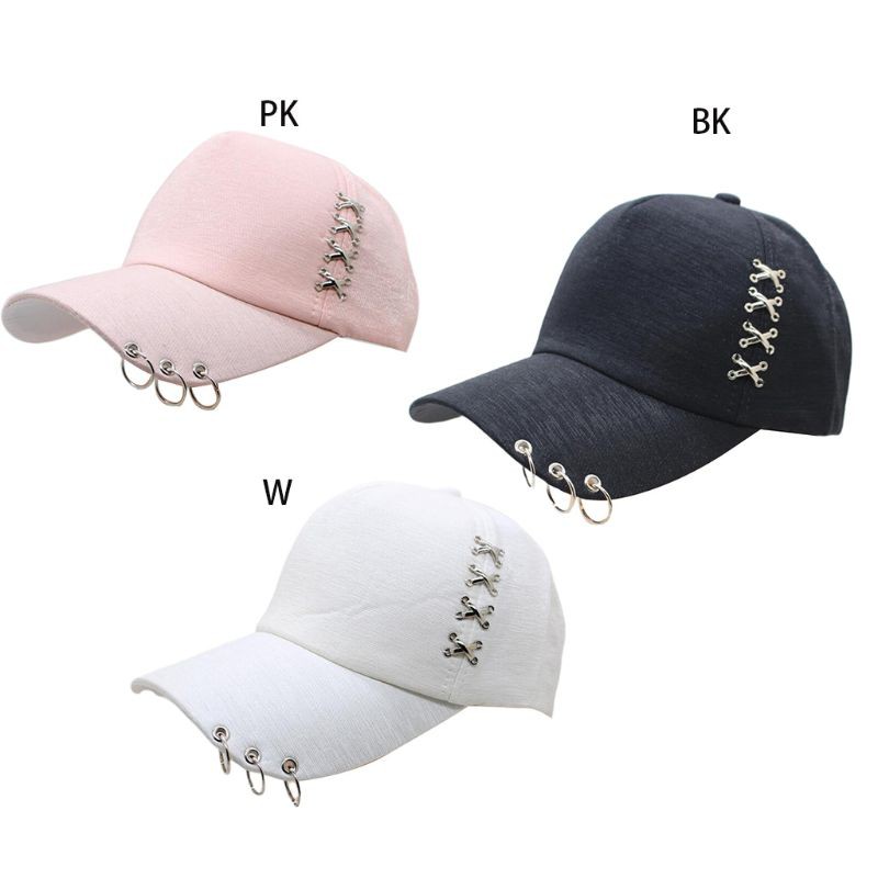 Topi Korean Style/Hip-Hop Topi Topi Keren Gaya Korea Rantai Besi Ring Baseball Cap Terbaru Masakini