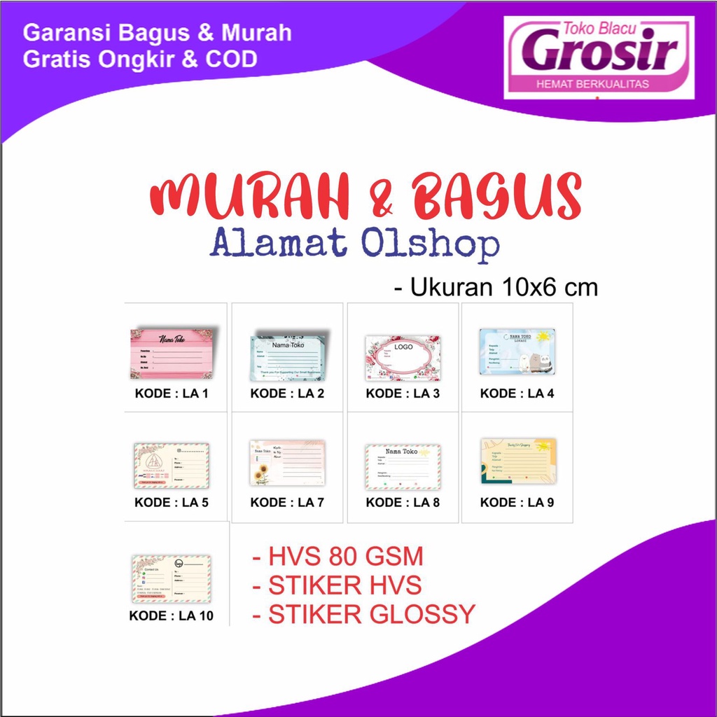 

SALE !!! Stiker Label Alamat Olshop / Non stiker / Stiker HVS 80gsm murah lebay TOKOBLACU