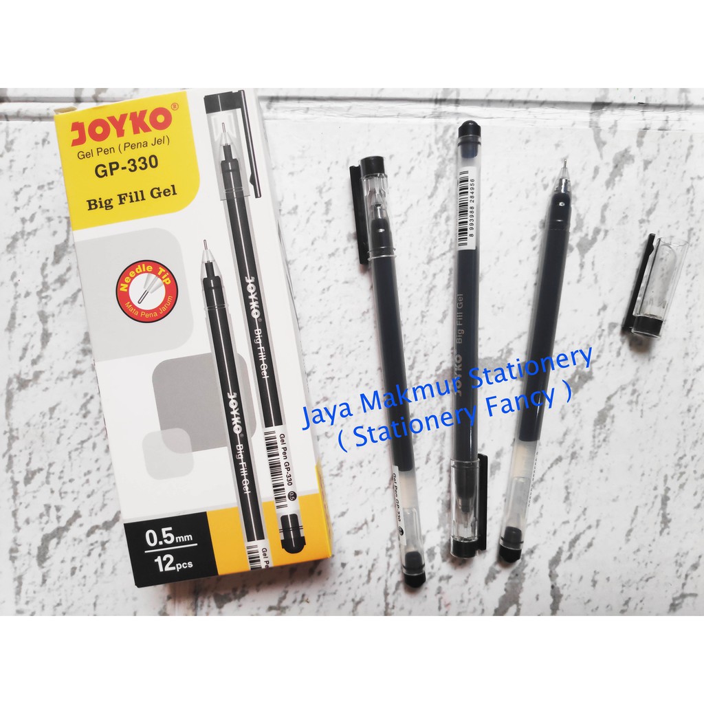 Pen gel Joyko Big Fill Gel 0.5 mm GP-330 (Tinta hitam/Biru) [1 lusin]