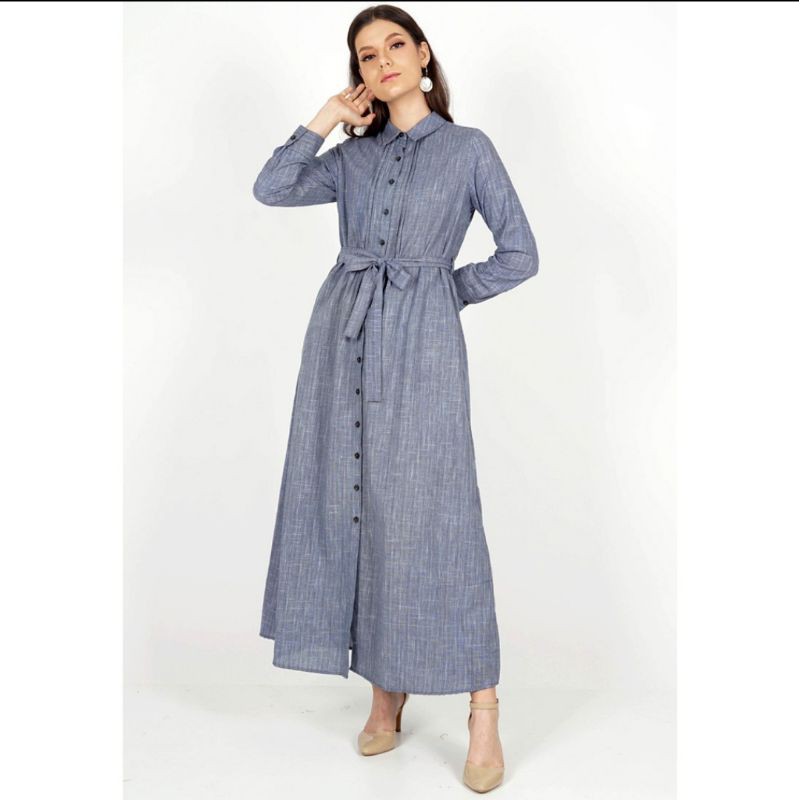 Le Rosetz Novel Mice Dress Gamis Katun Denim New baru merk branded matahari
