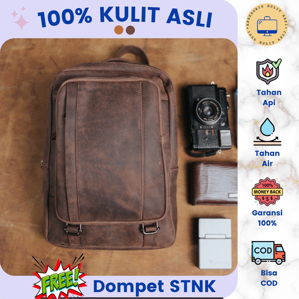 Tas Selempang Bahu Kulit Sapi Asli Original Waistbag Coach Besar Coklat Waterproof Kualitas Premium 