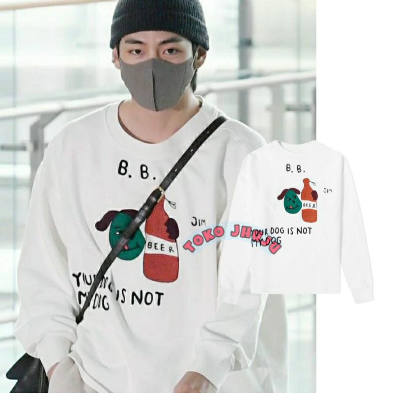 Basic Sweater BTS V Kim Taehyung Style YOU DOG IS NOT MY DOG Print DTF