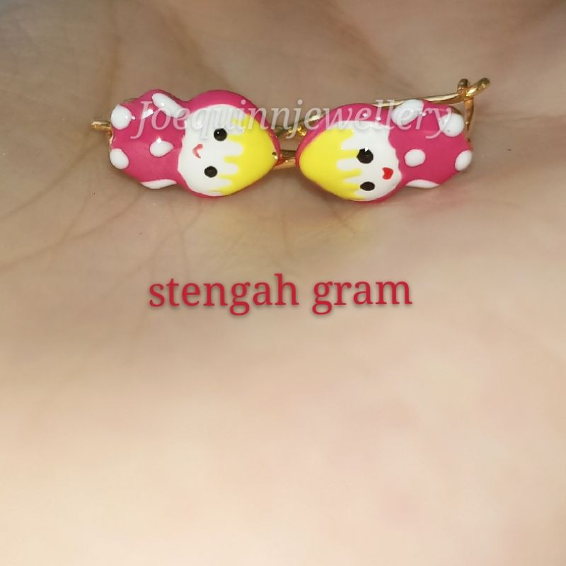 Anting marsha pink emas muda berat stengah gram