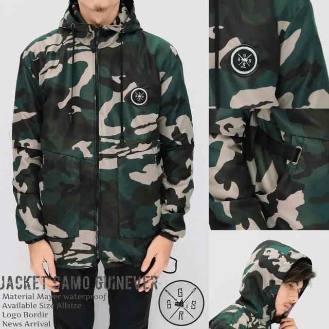 Jaket army pria casual parka loreng size M-L-XL bahan  mayer waterproof tentara formal hijau