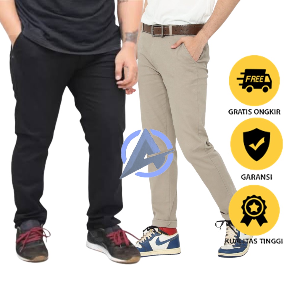 Celana Chino Original PREMIUM Khaki / Abu Muda / Cream / Hitam / Abu Tua