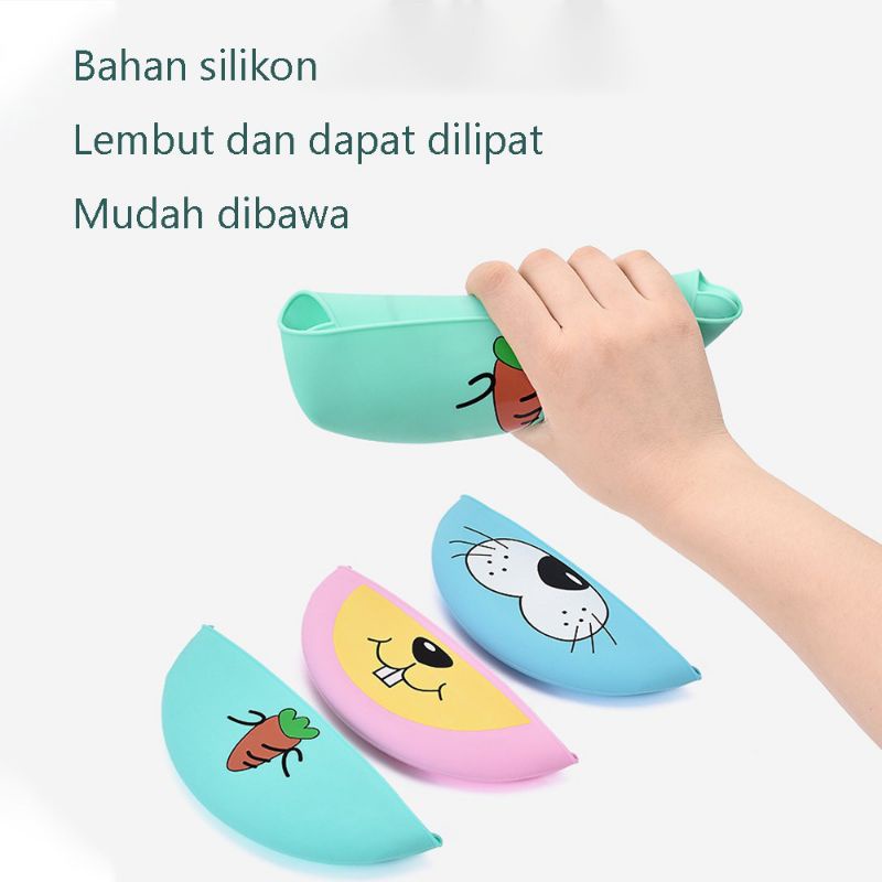 Slabber Silicone Bib silikon celemek makan bayi anti tumpah mudah dibersihkan