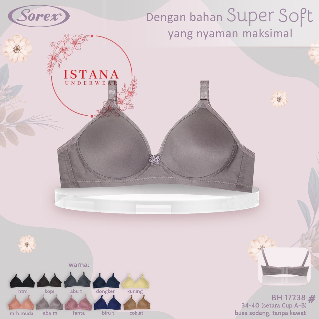 Bh Bra Sorex tanpa kawat 17238 polos /BH Sorex