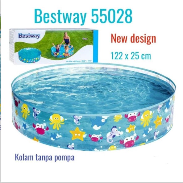 Bestway 55028, 55029 Kolam Renang Anak Mandi Bola Tanpa di Pompa 122 x 25cm - 152 x 25 cm