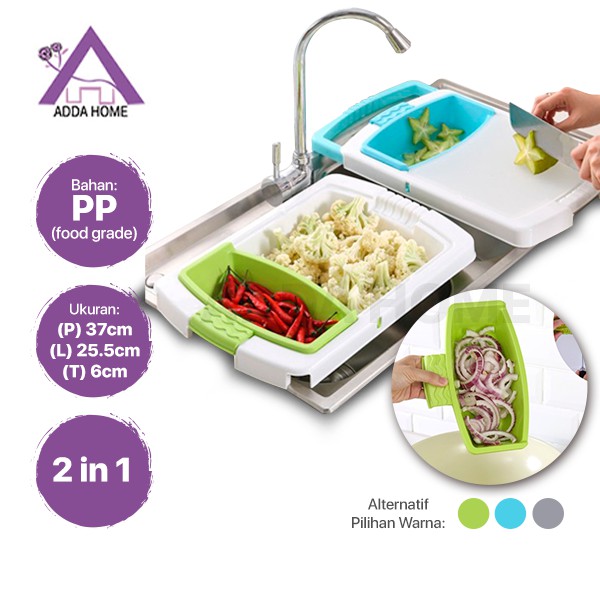 Adda Home - Talenan Wastafel Alas Pemotong Sayur 2 in 1 - UPGRADED