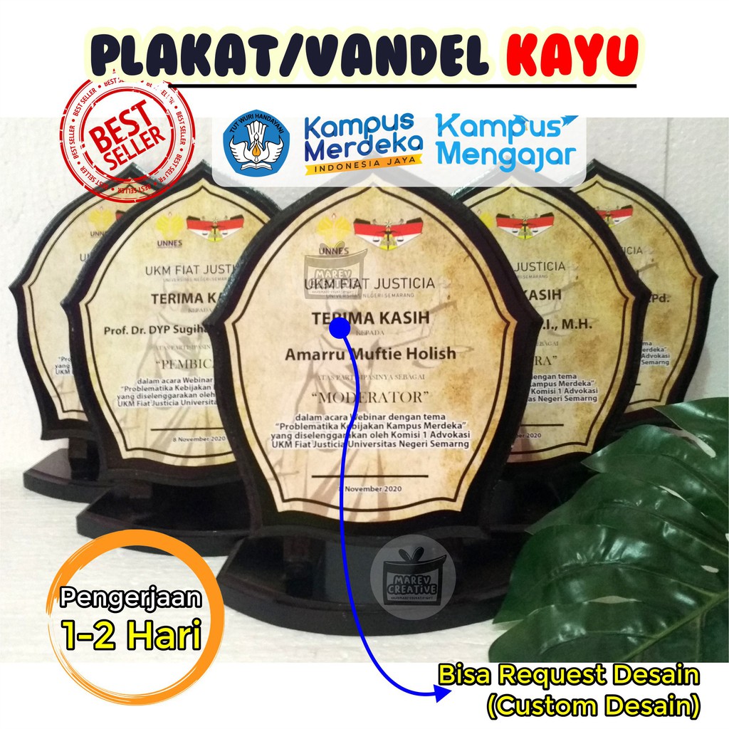 TERLARIS  PLAKAT KAYU MURAH | VANDEL KAYU CUSTOM | VANDEL KKN | PLAKAT KAYU WISUDA | PLAKAT KKN | PL
