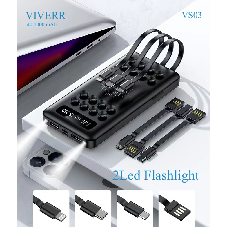 Powerbank VIVERR WIRELESS CHARGING universal GADGET Kapasitas 40.000 mAH Original Fast cahrging garansi 1 Tahun.